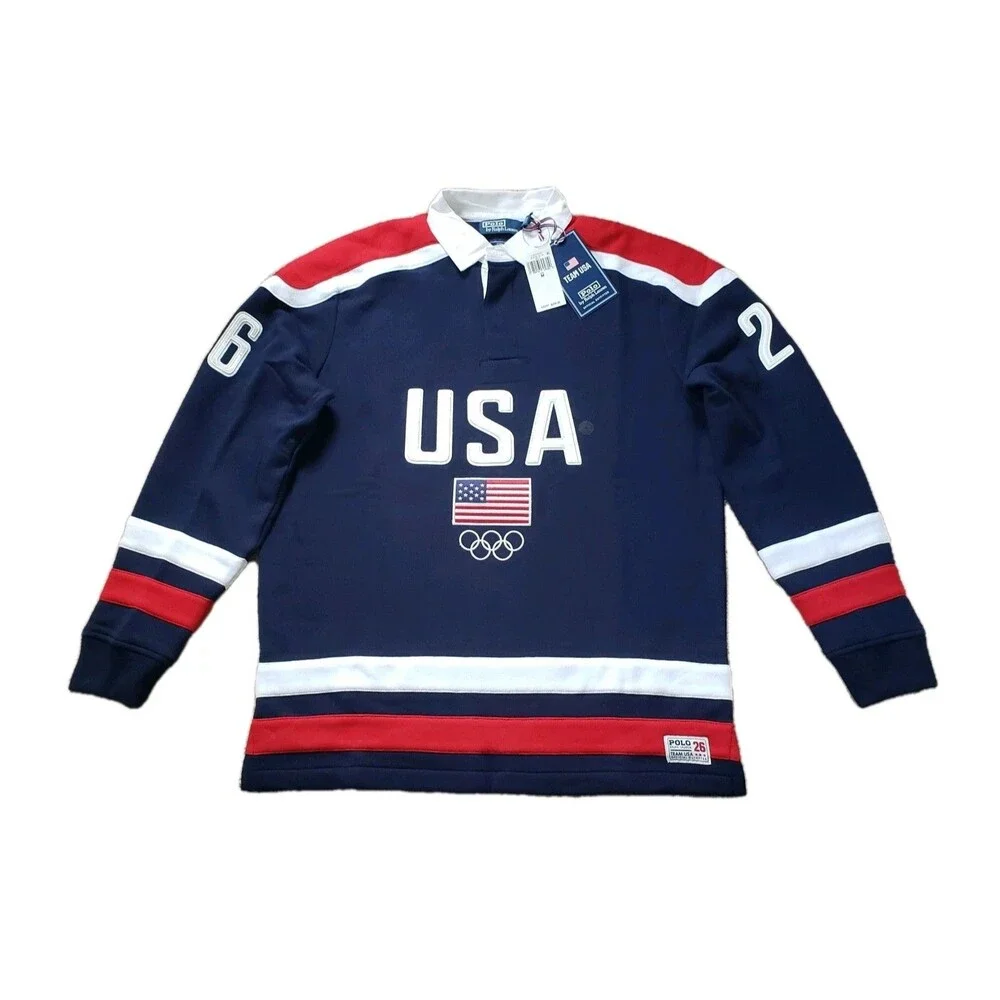 NWT Polo Ralph Lauren Team USA 2026 Sz Medium Mens Heavy Rugby Long Sleeve Shirt - Picture 4 of 9